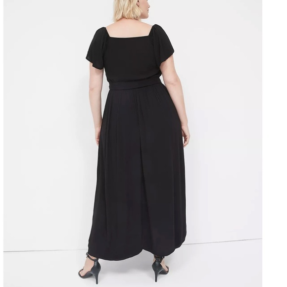 Lane Bryant Women's Flutter-Sleeve Crochet-Front Maxi Dress in Black Size 18 NWT - Picture 2 of 11